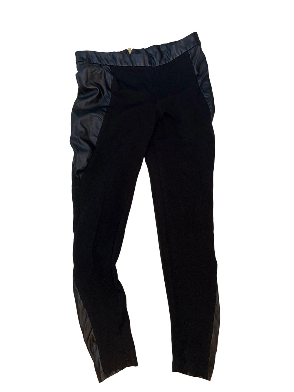 finn & clover Black Faux Leather Trim Leggings